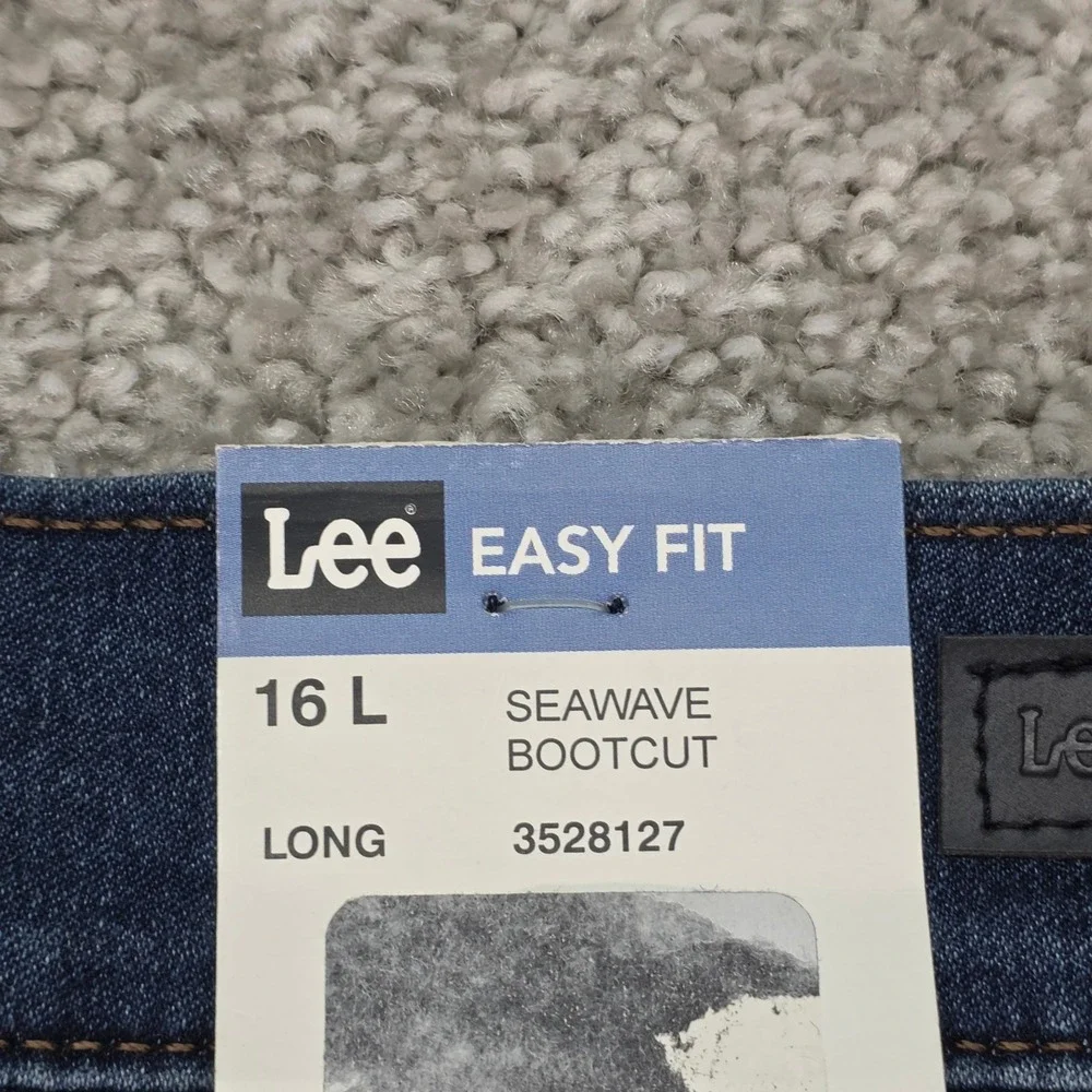 New Lee Easy Fit Barely Bootcut Jeans Women 16 Long Seawave Blue Stretch 3528127
